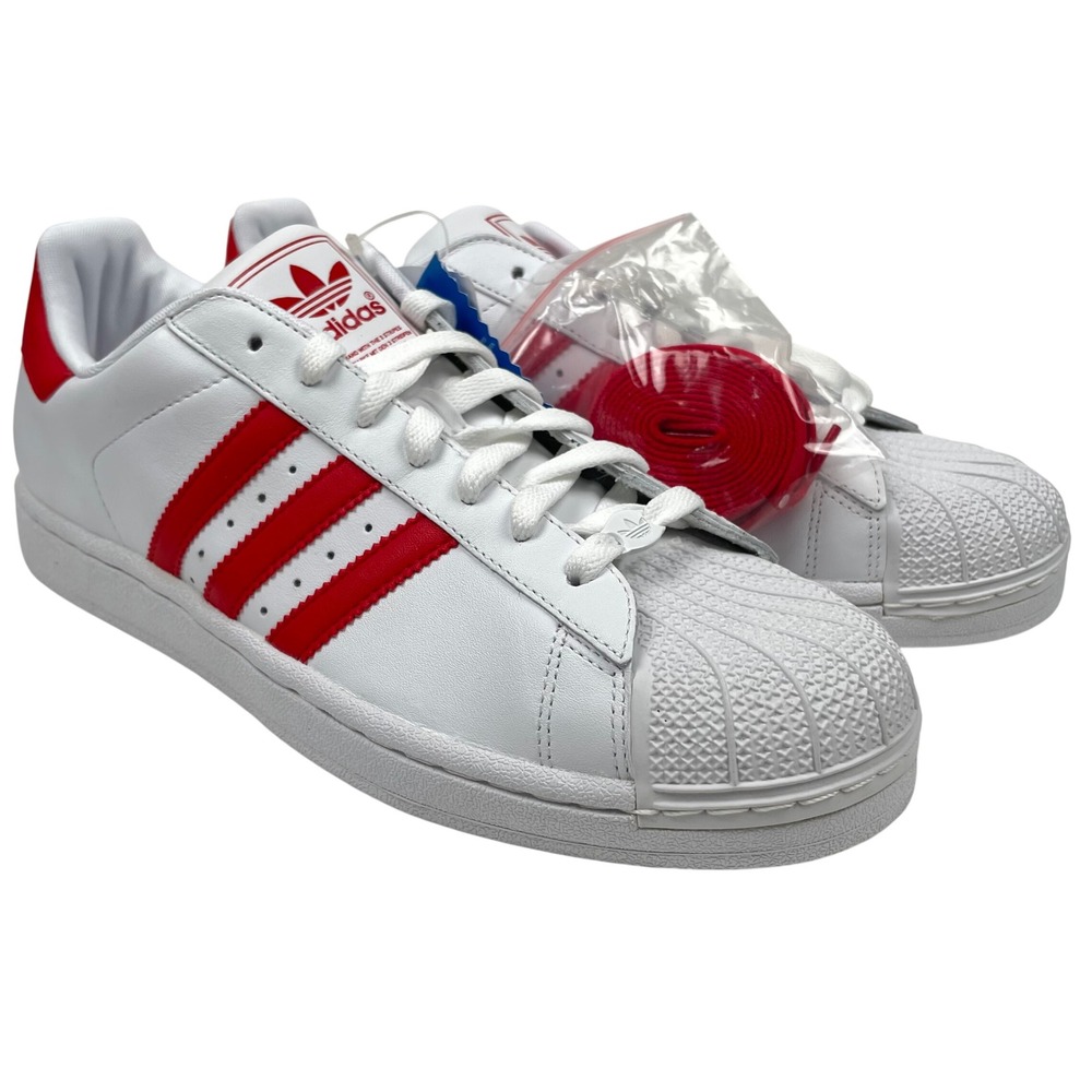 New Adidas Superstar 2 Shoes White Red Shell Toe - Mens Size 11.5